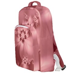 Coral Pink Floral Print Double Compartment Backpack by SpinnyChairDesigns