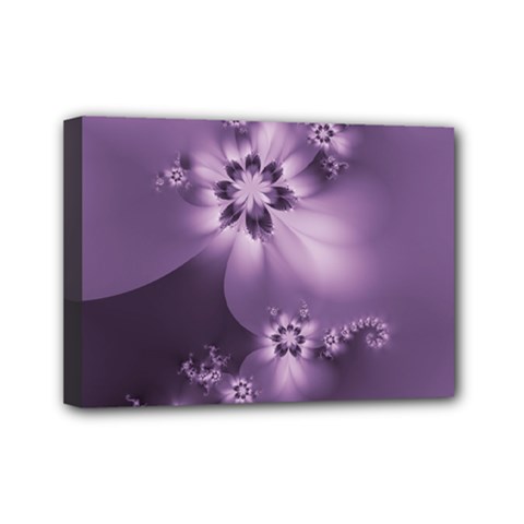 Royal Purple Floral Print Mini Canvas 7  X 5  (stretched) by SpinnyChairDesigns