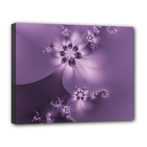 Royal Purple Floral Print Canvas 14  X 11  (stretched) by SpinnyChairDesigns