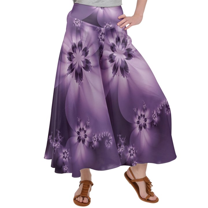 Royal Purple Floral Print Satin Palazzo Pants