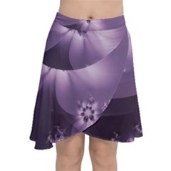 Royal Purple Floral Print Chiffon Wrap Front Skirt by SpinnyChairDesigns