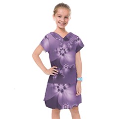 Royal Purple Floral Print Kids  Drop Waist Dress by SpinnyChairDesigns