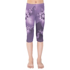 Royal Purple Floral Print Kids  Capri Leggings  by SpinnyChairDesigns