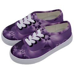 Royal Purple Floral Print Kids  Classic Low Top Sneakers by SpinnyChairDesigns