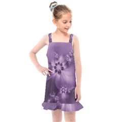 Royal Purple Floral Print Kids  Overall Dress by SpinnyChairDesigns