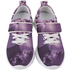 Royal Purple Floral Print Kids  Velcro Strap Shoes by SpinnyChairDesigns