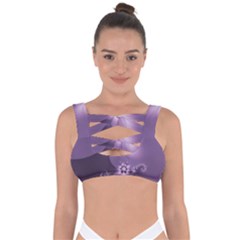 Royal Purple Floral Print Bandaged Up Bikini Top by SpinnyChairDesigns