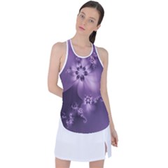 Royal Purple Floral Print Racer Back Mesh Tank Top by SpinnyChairDesigns