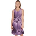 Royal Purple Floral Print Knee Length Skater Dress With Pockets View1