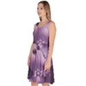 Royal Purple Floral Print Knee Length Skater Dress With Pockets View2