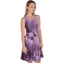 Royal Purple Floral Print Knee Length Skater Dress With Pockets View3