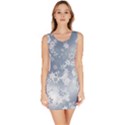 Faded Blue White Floral Print Bodycon Dress View1