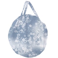 Faded Blue White Floral Print Giant Round Zipper Tote by SpinnyChairDesigns