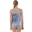 Faded Blue White Floral Print Twist Front Tankini Set View2