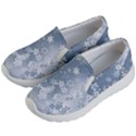 Faded Blue White Floral Print Kids Lightweight Slip Ons View2