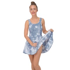 Faded Blue White Floral Print Inside Out Casual Dress by SpinnyChairDesigns