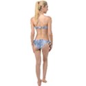 Faded Blue White Floral Print Twist Bandeau Bikini Set View2