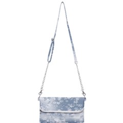 Faded Blue White Floral Print Mini Crossbody Handbag by SpinnyChairDesigns