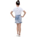 Faded Blue White Floral Print Kids  Tennis Skirt View2