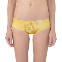 Saffron Yellow Floral Print Classic Bikini Bottoms by SpinnyChairDesigns