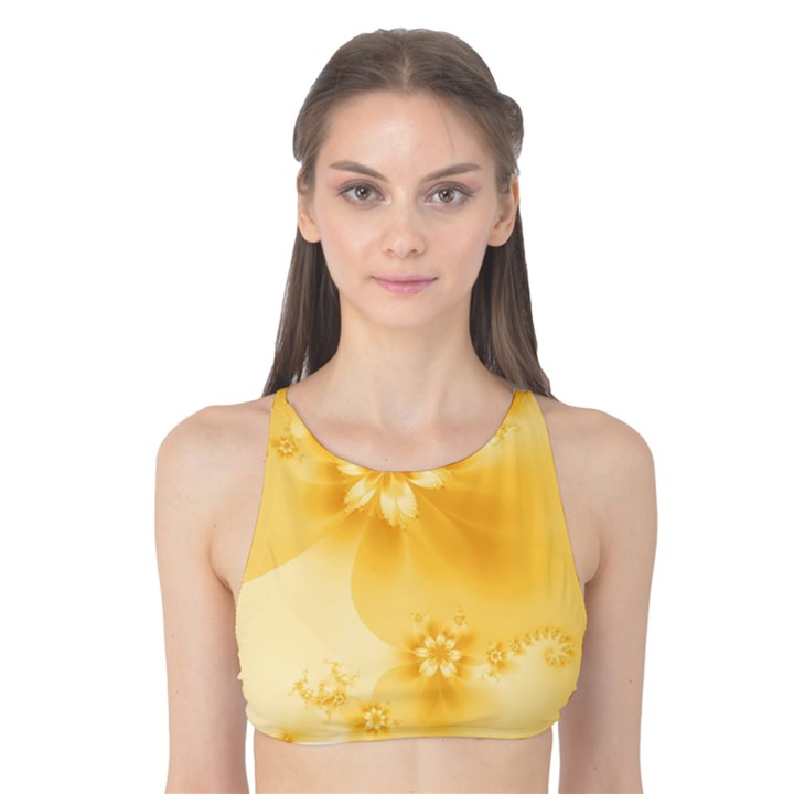 Saffron Yellow Floral Print Tank Bikini Top