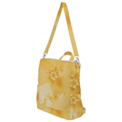 Saffron Yellow Floral Print Crossbody Backpack by SpinnyChairDesigns