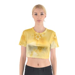 Saffron Yellow Floral Print Cotton Crop Top by SpinnyChairDesigns