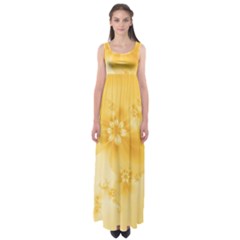 Saffron Yellow Floral Print Empire Waist Maxi Dress by SpinnyChairDesigns