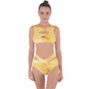 Saffron Yellow Floral Print Bandaged Up Bikini Set  View1