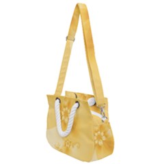 Saffron Yellow Floral Print Rope Handles Shoulder Strap Bag by SpinnyChairDesigns