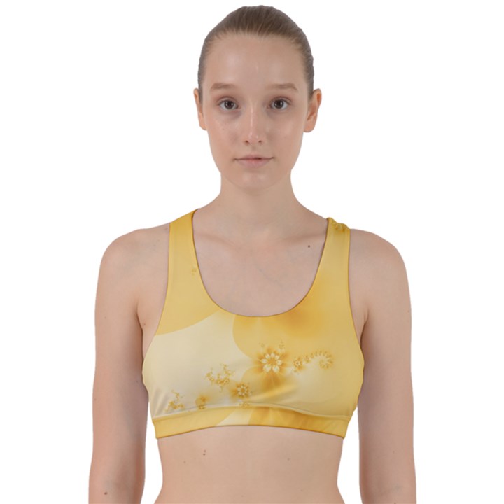 Saffron Yellow Floral Print Back Weave Sports Bra