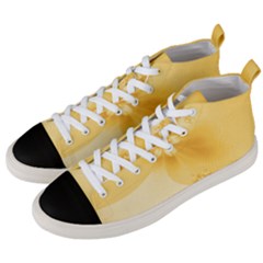 Saffron Yellow Floral Print Men s Mid-top Canvas Sneakers by SpinnyChairDesigns