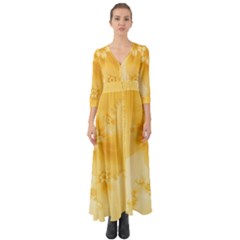 Saffron Yellow Floral Print Button Up Boho Maxi Dress by SpinnyChairDesigns