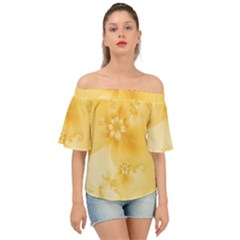 Saffron Yellow Floral Print Off Shoulder Short Sleeve Top by SpinnyChairDesigns