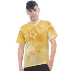 Saffron Yellow Floral Print Men s Sport Top by SpinnyChairDesigns