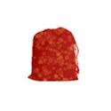 Orange Red Floral Print Drawstring Pouch (Small) View1