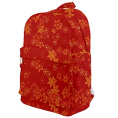 Orange Red Floral Print Classic Backpack by SpinnyChairDesigns