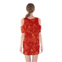 Orange Red Floral Print Shoulder Cutout One Piece Dress View2