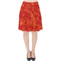 Orange Red Floral Print Velvet High Waist Skirt View1