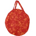 Orange Red Floral Print Giant Round Zipper Tote View1