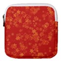 Orange Red Floral Print Mini Square Pouch View1