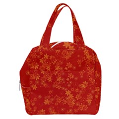 Orange Red Floral Print Boxy Hand Bag by SpinnyChairDesigns