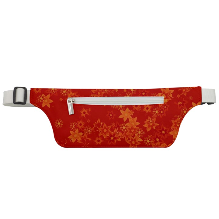 Orange Red Floral Print Active Waist Bag