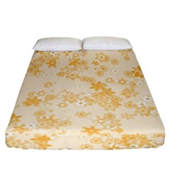 Yellow Flowers Floral Print Fitted Sheet (california King Size) by SpinnyChairDesigns