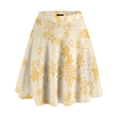 Yellow Flowers Floral Print High Waist Skirt by SpinnyChairDesigns