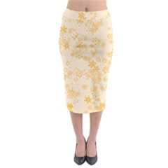 Yellow Flowers Floral Print Midi Pencil Skirt by SpinnyChairDesigns