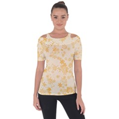 Yellow Flowers Floral Print Shoulder Cut Out Short Sleeve Top by SpinnyChairDesigns