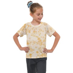 Yellow Flowers Floral Print Kids  Mesh Piece Tee