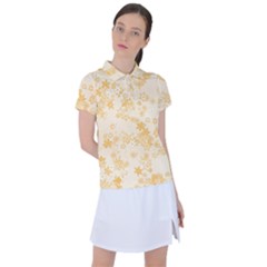 Yellow Flowers Floral Print Women s Polo Tee