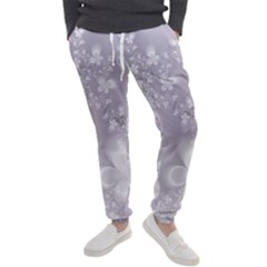 Pale Mauve White Flowers Men s Jogger Sweatpants by SpinnyChairDesigns